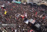 پوشش زنده تشییع باشکوه رهبر شهید ایران در شهرهای عراق+ فیلم و عکس